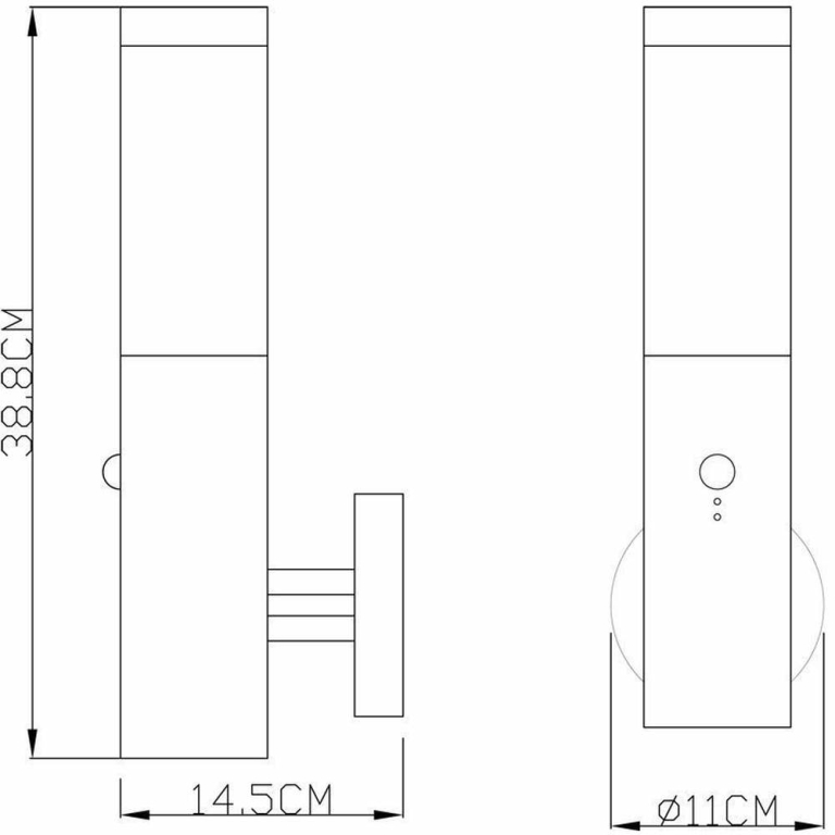 Deko-Light Wandaufbauleuchte, Nova II Motion, 1x max. 40 W E27, Silber, 220-240 V/AC, 50 / 60 Hz