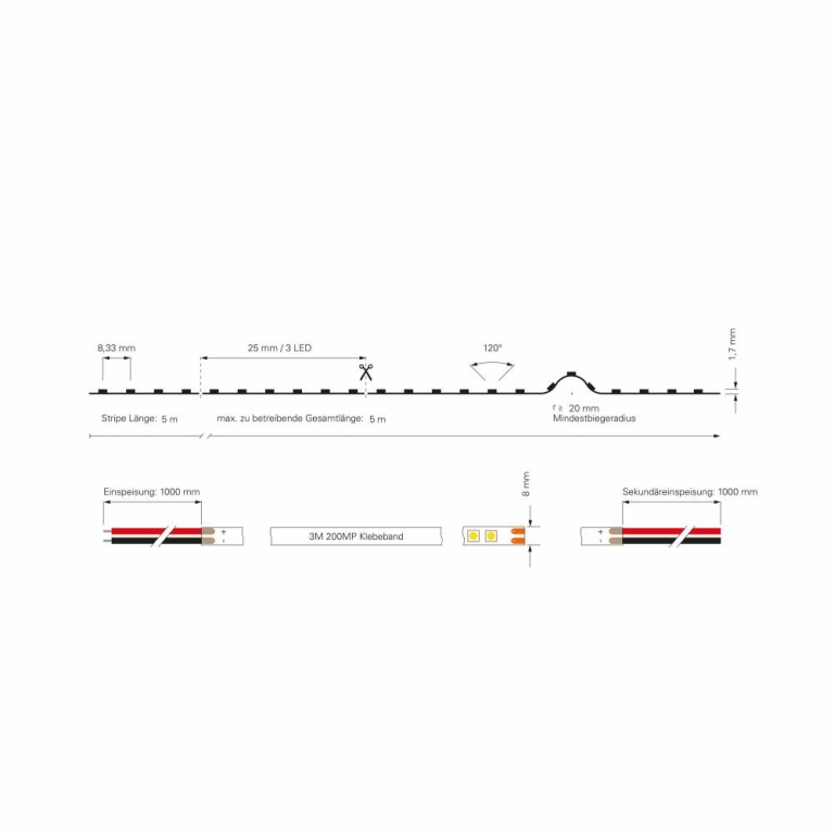 Deko-Light Stripe, Short Cut, SMD, 12V-7W, 3000K, 5m, Spannungskonstant, 12 V/DC