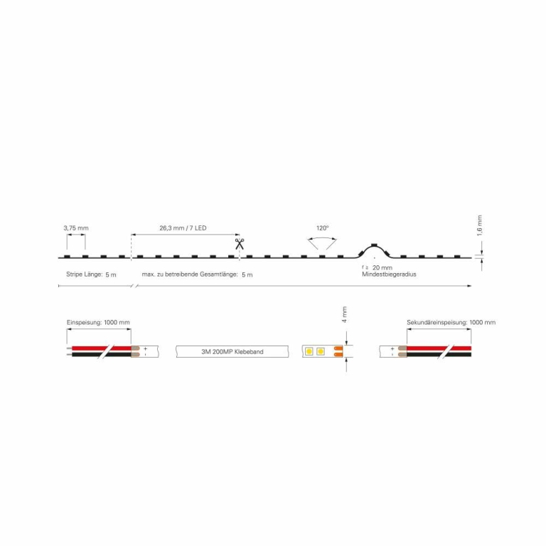 Deko-Light Stripe, Slim, SMD, 24V-11W, 3000K, 5m, Spannungskonstant, 24 V/DC