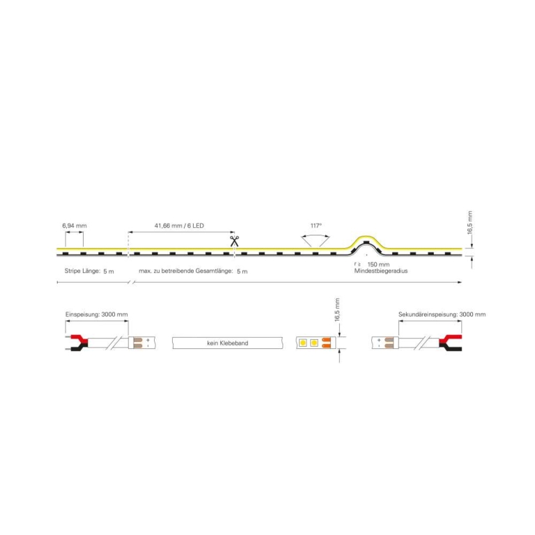 Deko-Light Stripe, D Flex Line Top-View, Neon, 24V-10W, 3000K, 5m, Silikon, Spannungskonstant, 24 V/DC