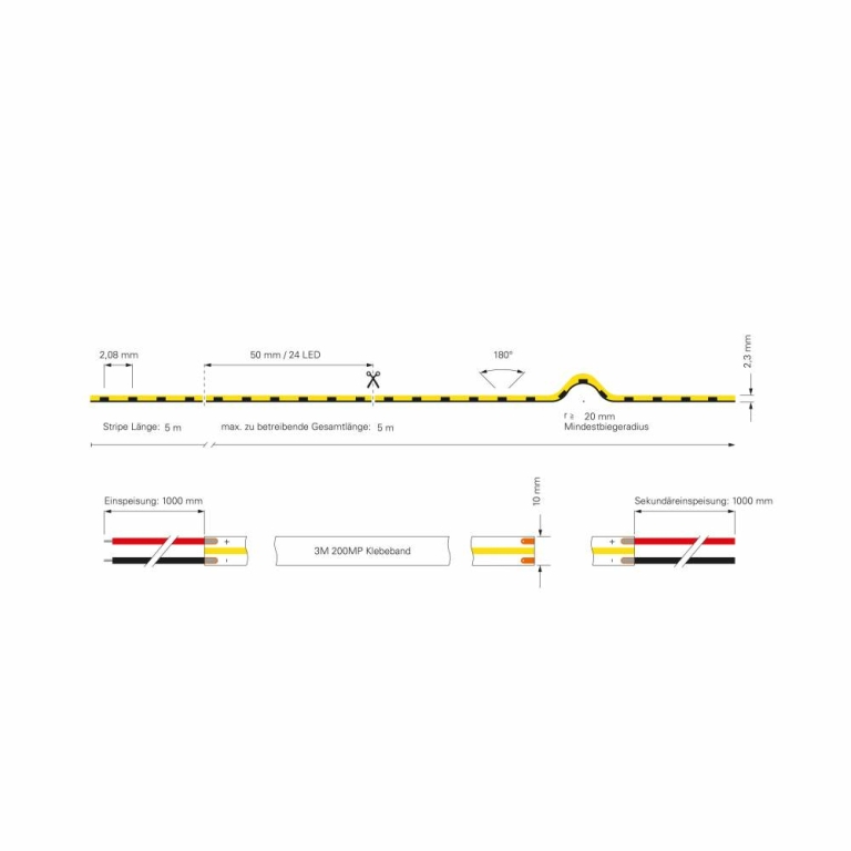 Deko-Light Stripe, Standard, COB, 24V-12W, 4000 K, 5m, Spannungskonstant, 24 V/DC