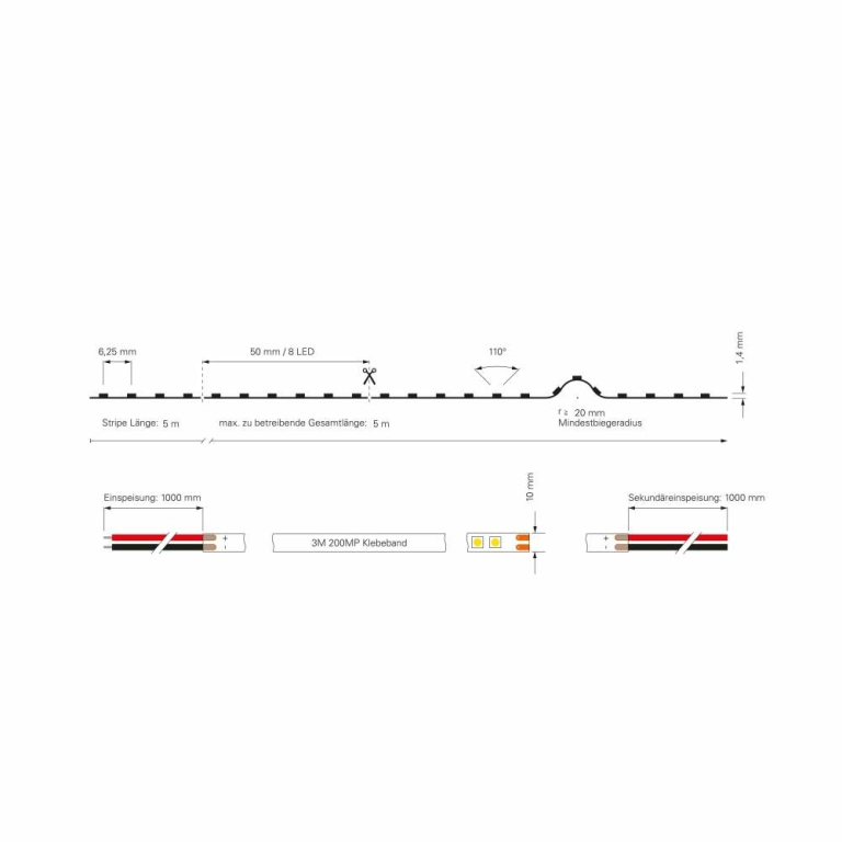 Deko-Light Stripe, Power, SMD, 24V-22W, 3000K, 5m, Spannungskonstant, 24 V/DC
