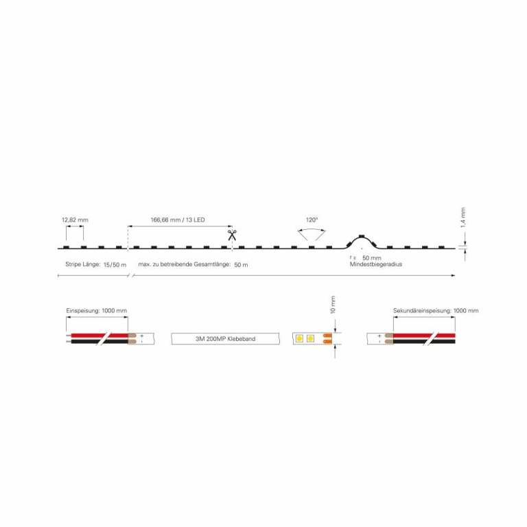 Deko-Light Stripe, Long Run, SMD, 48V-4W, 3000K, 50m, Spannungskonstant, 48 V/DC
