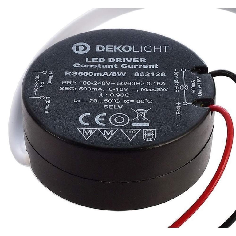 Deko-Light Deko-Light, Netzgerät (CC, DC), ROUND, CC, RS500mA/8W, Stromkonstant, 3,0-8,0 W, 100-240 V/AC, Ausga