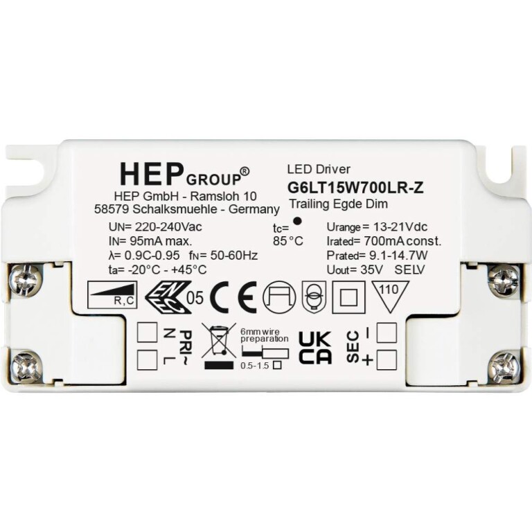 HEP HEP, Netzgerät (CC, DC) dimmbar, HEP, DIM, CC, G6LT15W350LR-Z, Stromkonstant, Mit Phasenabschnittsdi