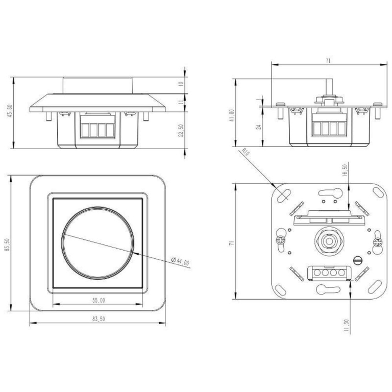 Deko-Light Elektrisches Montagezubehör, Dimmer Phasenabschnitt, Tiefe: 83.5 mm, Breite: 83.5 mm, Höhe: 43.5 mm,