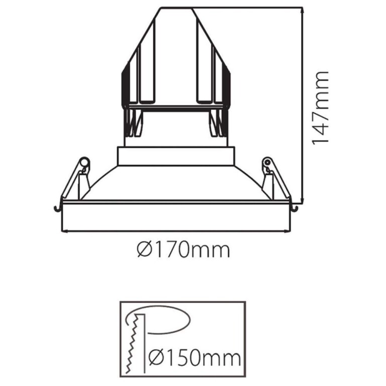 Deko-Light Mechanisches Systemzubehör, 170 mm Einbauring für Modular System COB, Höhe: 50 mm, Durchmesser: 170