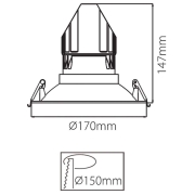 Mechanisches Systemzubehör, 170 mm Einbauring für Modular System COB, Höhe: 50 mm, Durchmesser: 170