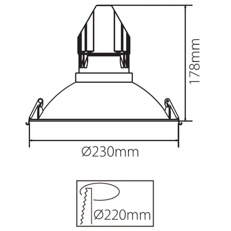Deko-Light Mechanisches Systemzubehör, 230 mm Einbauring für Modular System COB, Höhe: 80 mm, Durchmesser: 230