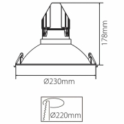 Mechanisches Systemzubehör, 230 mm Einbauring für Modular System COB, Höhe: 80 mm, Durchmesser: 230