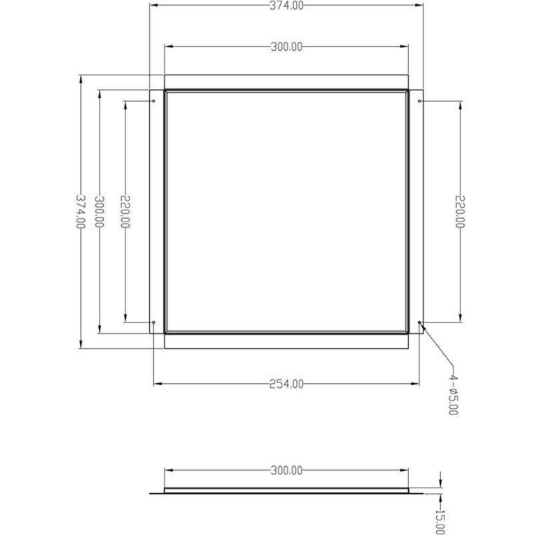 Deko-Light Mechanisches Systemzubehör, Einlegerahmen für Gips 30x30, Tiefe: 374 mm, Breite: 374 mm, Höhe: 15 mm