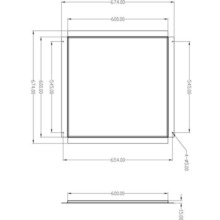 Deko-Light Mechanisches Systemzubehör, Einlegerahmen für Gips 60x60, Tiefe: 674 mm, Breite: 674 mm, Höhe: 15 mm