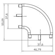 Mechanisches Systemzubehör, Winkelverbinder Mia flach, weiß, Tiefe: 46.79 mm, Breite: 37.6 mm, Höhe: