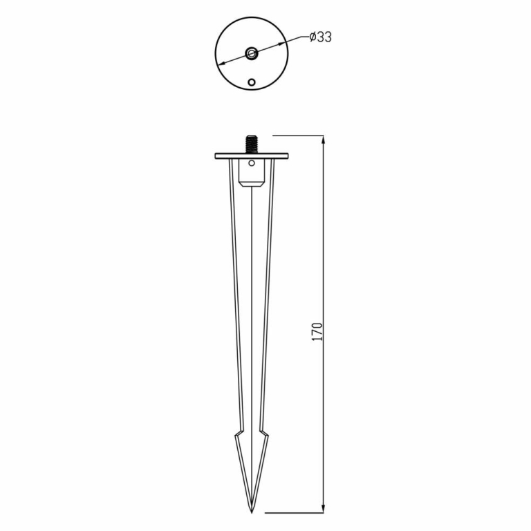 Deko-Light Mechanisches Systemzubehör, Erdspieß für Serie Colt 4/8W, M5, Tiefe: 170 mm, Durchmesser: 33 mm