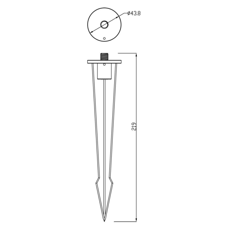 Deko-Light Mechanisches Systemzubehör, Erdspieß für Serie Colt 15/25//30/36/65W, M10, Tiefe: 219 mm, Durchmesse