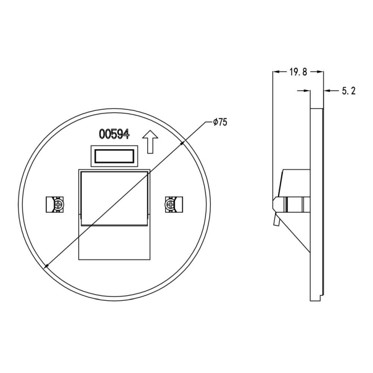Deko-Light Mechanisches Systemzubehör, Abdeckung rund schwarz für Alwaid, Höhe: 19.8 mm, Durchmesser: 75 mm