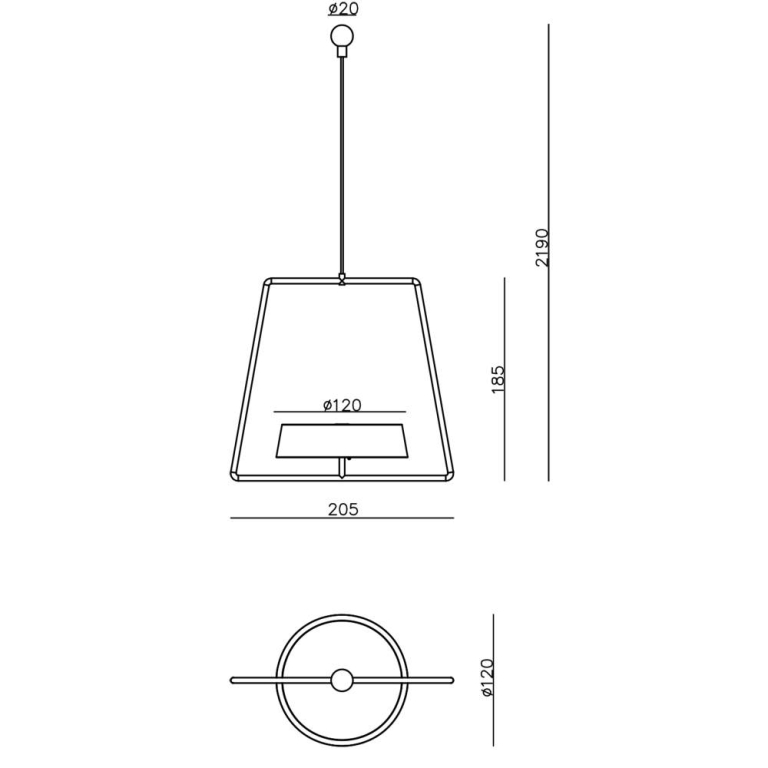 Deko-Light Mechanisches Systemzubehör, Pendel für Magnetleuchte Miram Schwarz, Breite: 205 mm, Höhe: 185 mm
