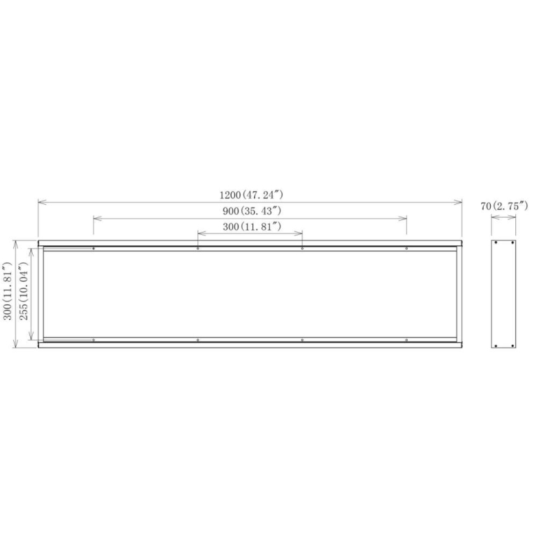 Deko-Light Mechanisches Systemzubehör, Aufbaurahmen für 300x1200mm Panel, Tiefe: 300 mm, Breite: 1218 mm, Höhe: