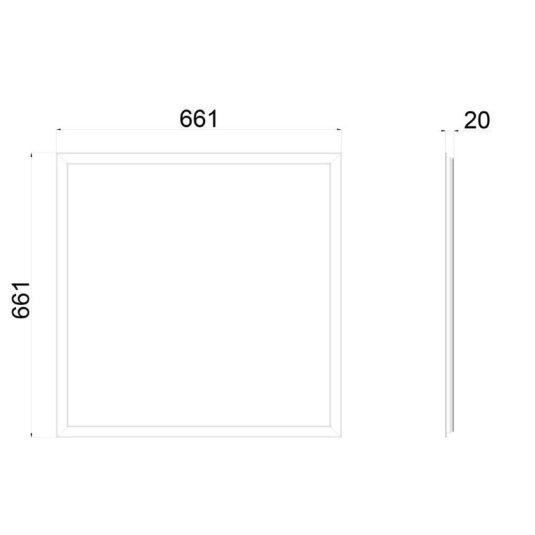 Deko-Light Mechanisches Systemzubehör, Einbaurahmen für 620x620mm Panel, Tiefe: 661 mm, Breite: 620 mm, Höhe: 2
