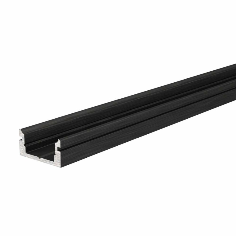 Deko-Light Profil, U-Profil flach AU-01-08, 8 - 9,3 mm LED Stripes, Aluminium, Schwarz, Eloxiert, Tiefe: 2000 m