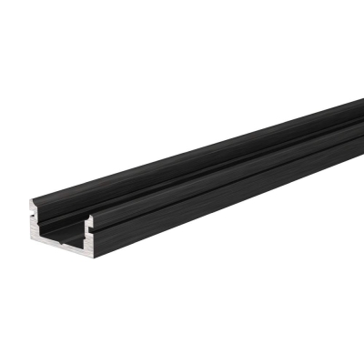 Deko-Light Profil, U-Profil flach AU-01-08, 8 - 9,3 mm LED Stripes, Aluminium, Schwarz, Eloxiert, Tiefe: 2000 m