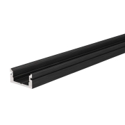 Profil, U-Profil flach AU-01-08, 8 - 9,3 mm LED Stripes, Aluminium, Schwarz, Eloxiert, Tiefe: 2000 m