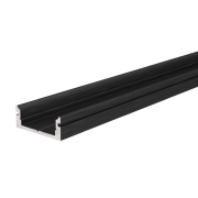 Profil, U-Profil flach AU-01-12, 12 - 13,3 mm LED Stripes, Aluminium, Schwarz, Eloxiert, Tiefe: 2000