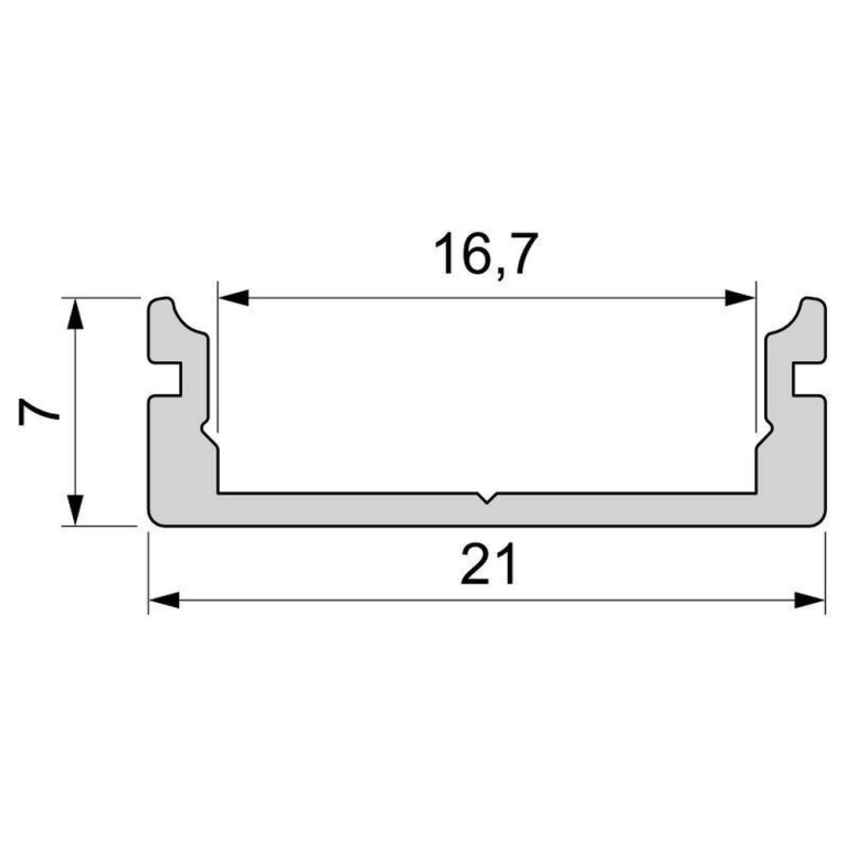 Deko-Light Profil, U-Profil flach AU-01-15, 15 - 16,3 mm LED Stripes, Aluminium, Silber, Eloxiert, Tiefe: 2000