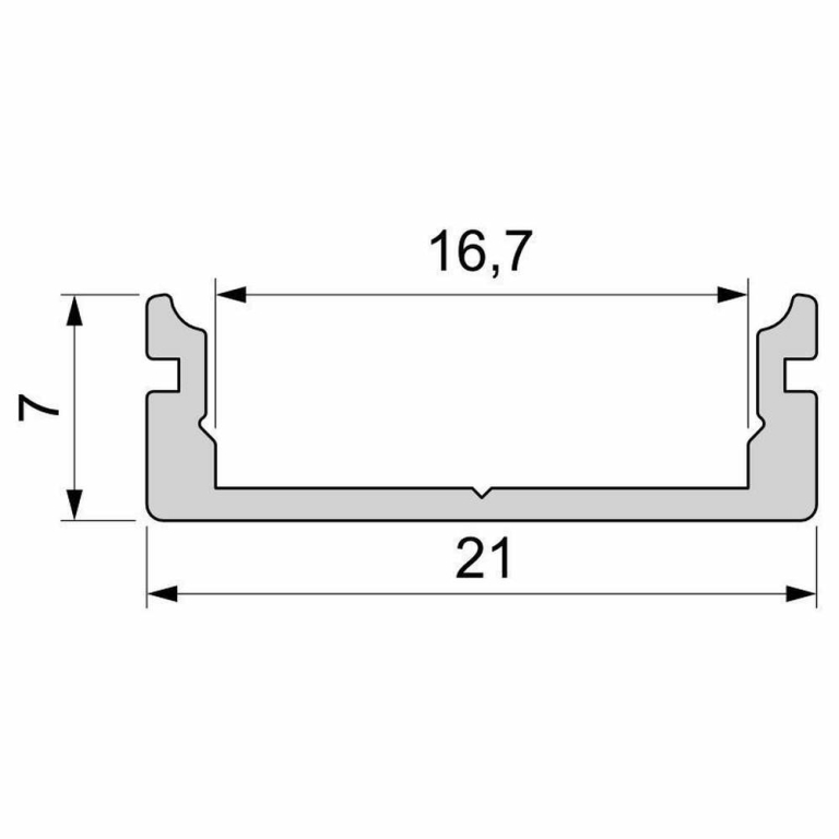 Deko-Light Profil, U-Profil flach AU-01-15, 15 - 16,3 mm LED Stripes, Aluminium, Schwarz, Eloxiert, Tiefe: 2000