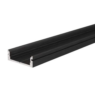 Deko-Light Profil, U-Profil flach AU-01-15, 15 - 16,3 mm LED Stripes, Aluminium, Schwarz, Eloxiert, Tiefe: 2000