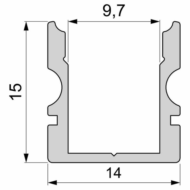 Deko-Light Profil, U-Profil hoch AU-02-08, 8 - 9,3 mm LED Stripes, Aluminium, Schwarz, Eloxiert, Tiefe: 2000 mm