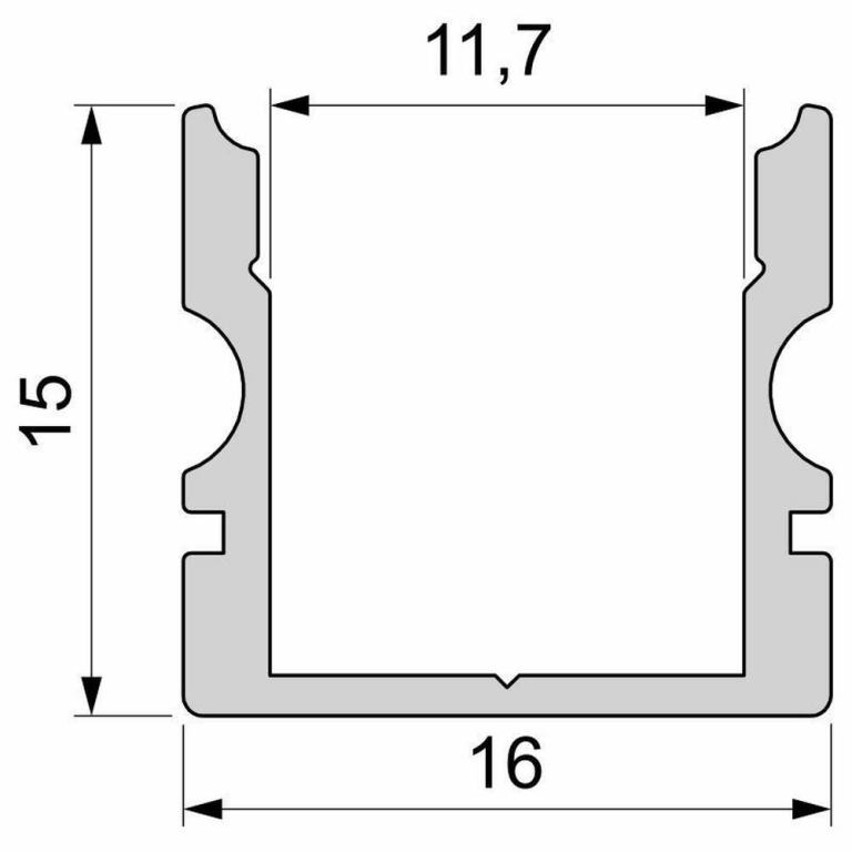 Deko-Light Profil, U-Profil hoch AU-02-10, 10 - 11,3 mm LED Stripes, Aluminium, Silber, Eloxiert, Tiefe: 1000 m