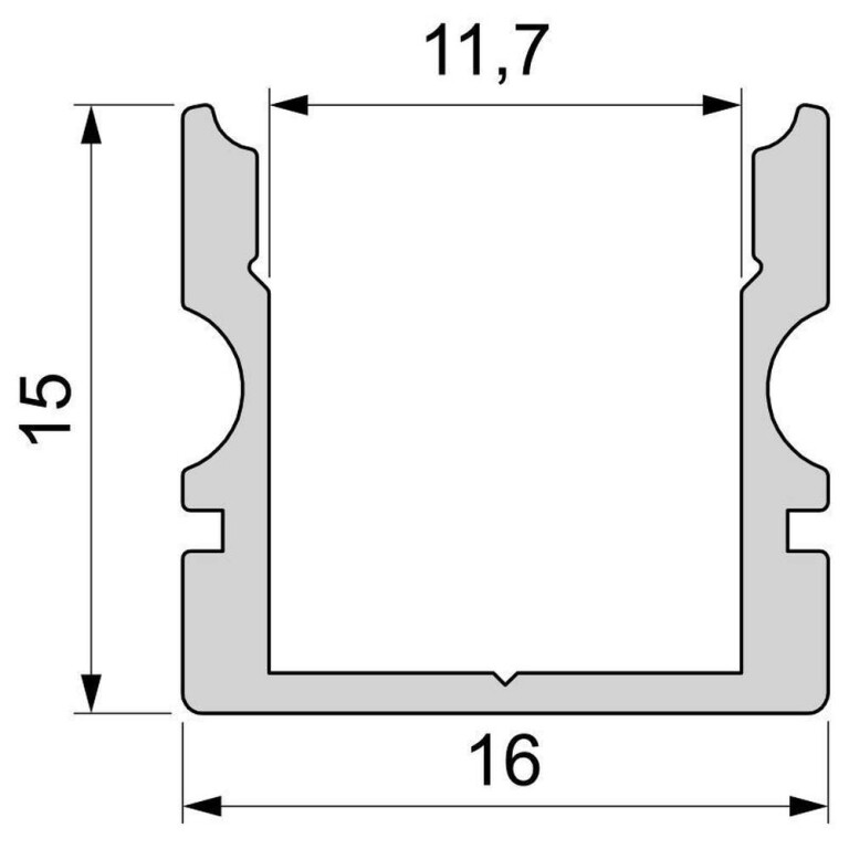 Deko-Light Profil, U-Profil hoch AU-02-10, 10 - 11,3 mm LED Stripes, Aluminium, Silber, Eloxiert, Tiefe: 2000 m