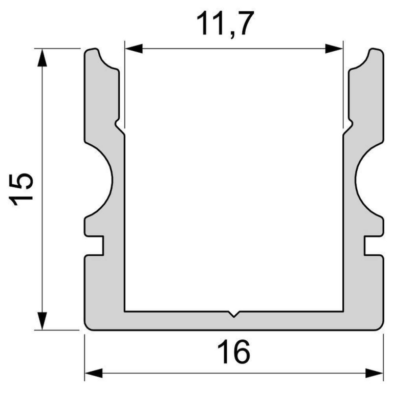 Deko-Light Profil, U-Profil hoch AU-02-10, 10 - 11,3 mm LED Stripes, Aluminium, Silber, Eloxiert, Tiefe: 3000 m