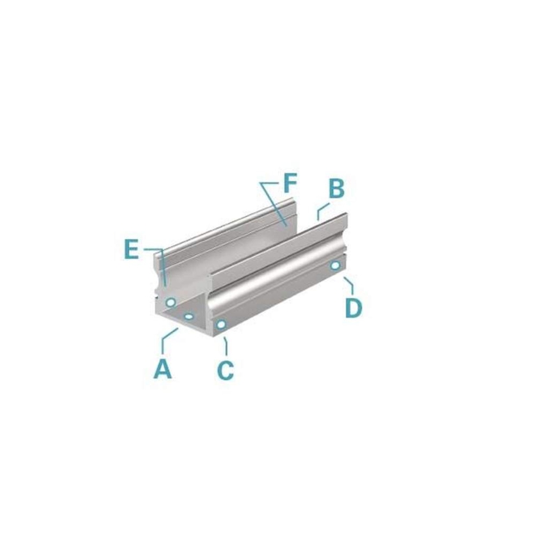 Deko-Light Profil, U-Profil hoch AU-02-12, 12 - 13,3 mm LED Stripes, Aluminium, Silber, Eloxiert, Tiefe: 1000 m