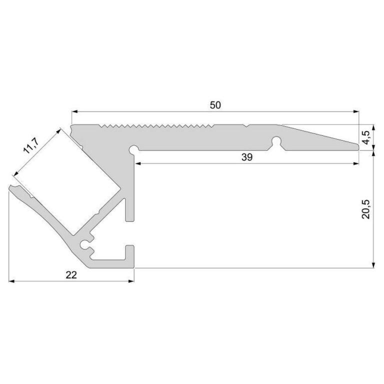 Deko-Light Profil, Treppenstufen-Profil AL-01-10, 10 - 11,3 mm LED Stripes, Aluminium, Silber, Eloxiert, Tiefe: