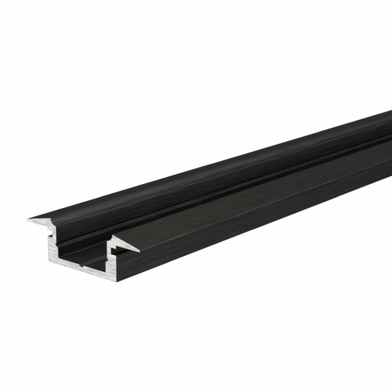 Deko-Light Profil, T-Profil flach ET-01-08, 8 - 9,3 mm LED Stripes, Aluminium, Schwarz, Eloxiert, Tiefe: 2000 m