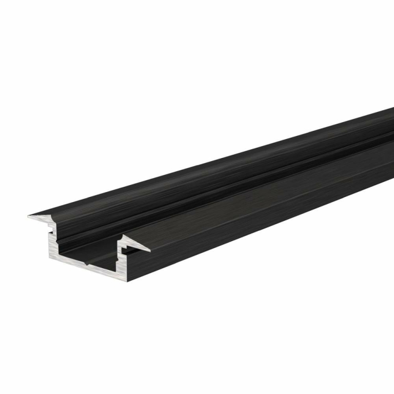 Deko-Light Profil, T-Profil flach ET-01-10, 10 - 11,3 mm LED Stripes, Aluminium, Schwarz, Eloxiert, Tiefe: 2000