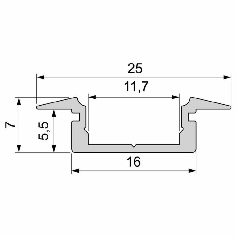 Deko-Light Profil, T-Profil flach ET-01-10, 10 - 11,3 mm LED Stripes, Aluminium, Weiß, Tiefe: 2000 mm, Breite: