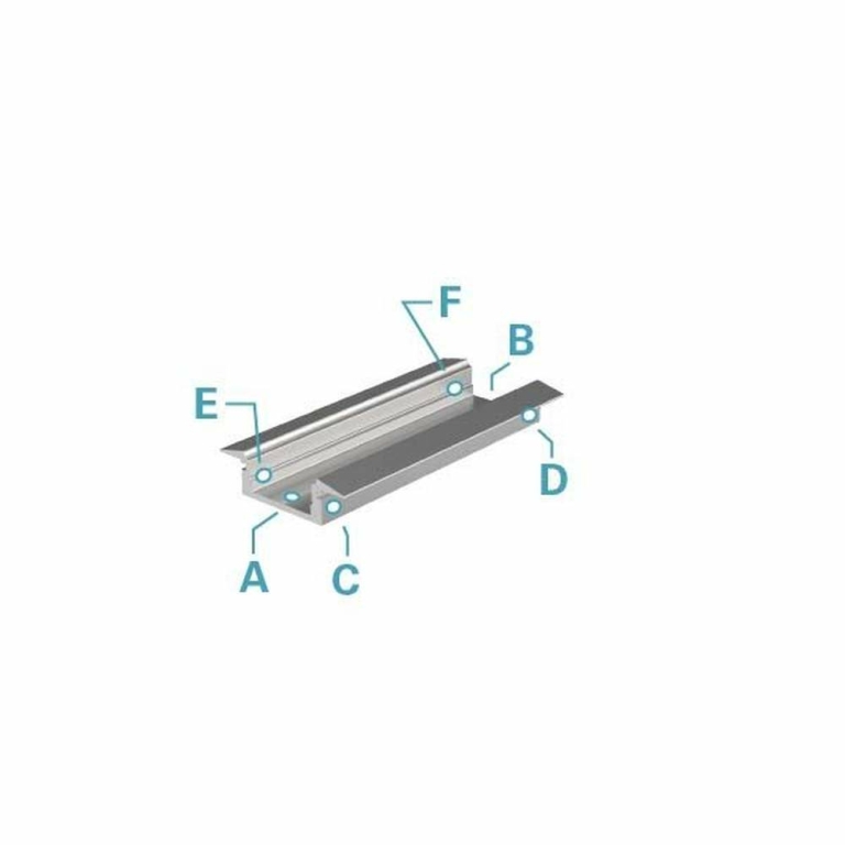 Deko-Light Profil, T-Profil flach ET-01-10, 10 - 11,3 mm LED Stripes, Aluminium, Weiß, Tiefe: 2000 mm, Breite: