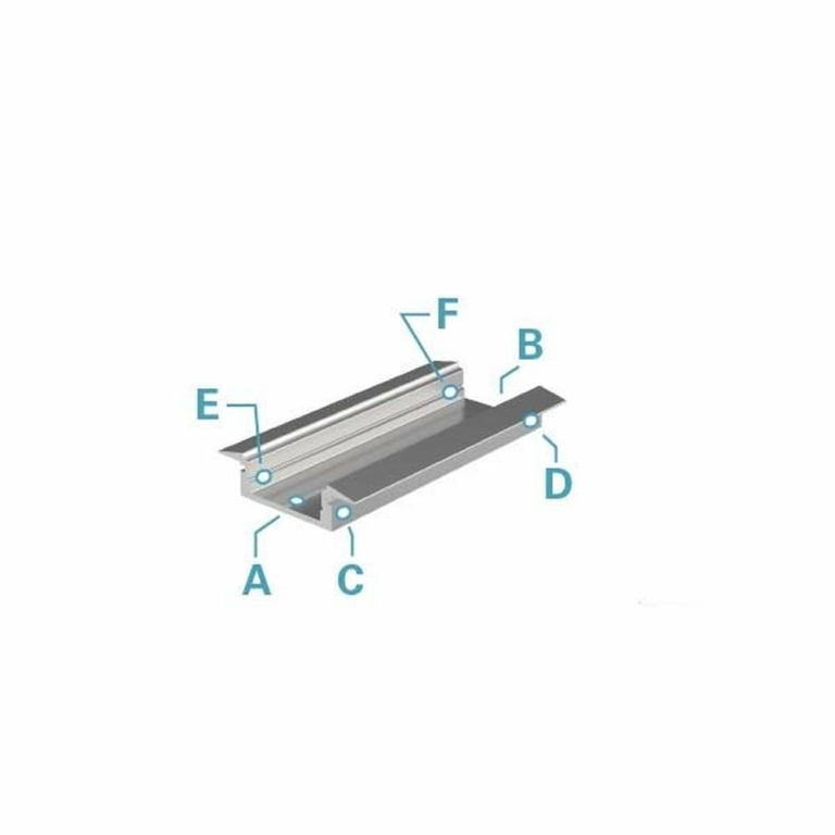Deko-Light Profil, T-Profil flach ET-01-12, 12 - 13,3 mm LED Stripes, Aluminium, Weiß, Tiefe: 2000 mm, Breite:
