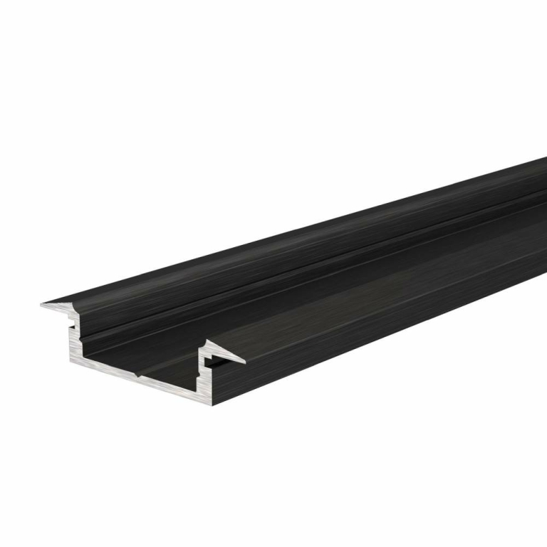 Deko-Light Profil, T-Profil flach ET-01-15, 15 - 16,3 mm LED Stripes, Aluminium, Schwarz, Eloxiert, Tiefe: 2000