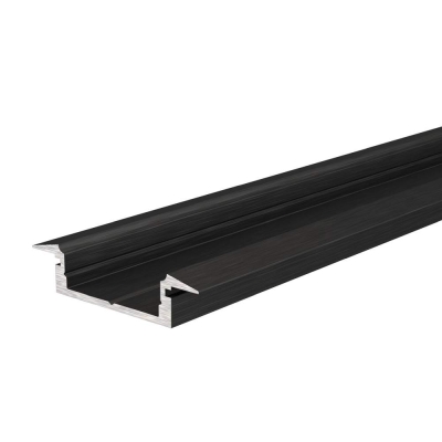 Deko-Light Profil, T-Profil flach ET-01-15, 15 - 16,3 mm LED Stripes, Aluminium, Schwarz, Eloxiert, Tiefe: 2000