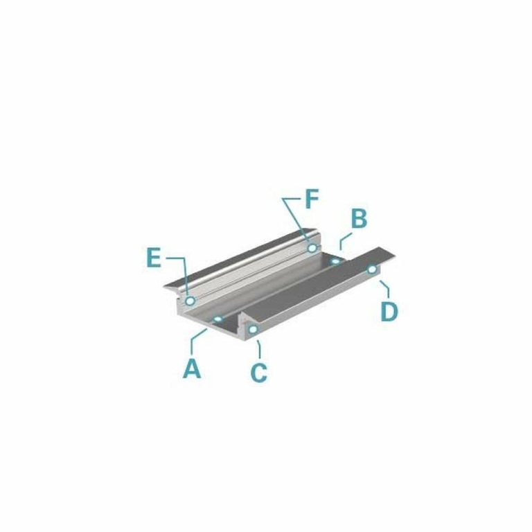 Deko-Light Profil, T-Profil flach ET-01-15, 15 - 16,3 mm LED Stripes, Aluminium, Weiß, Tiefe: 2000 mm, Breite: