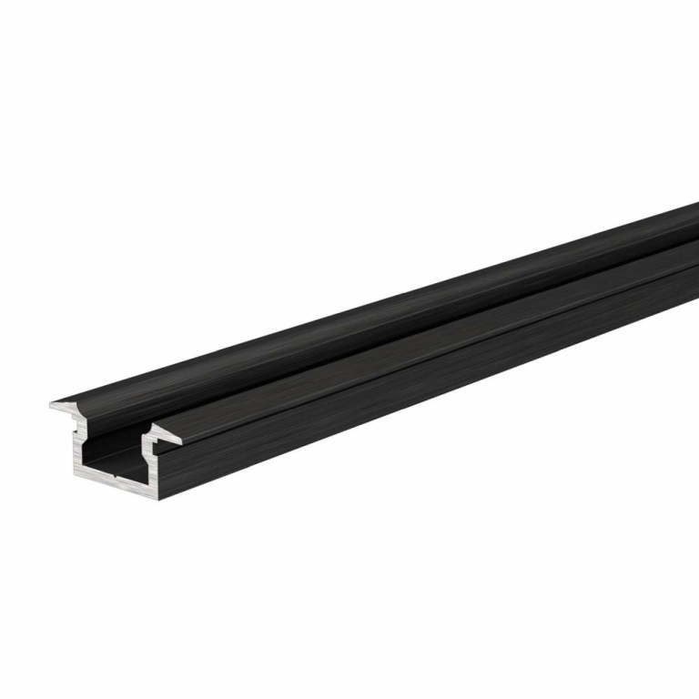 Deko-Light Profil, T-Profil flach ET-01-05, 5 - 5,7 mm LED Stripes, Aluminium, Schwarz, Gebürstet, Tiefe: 2000