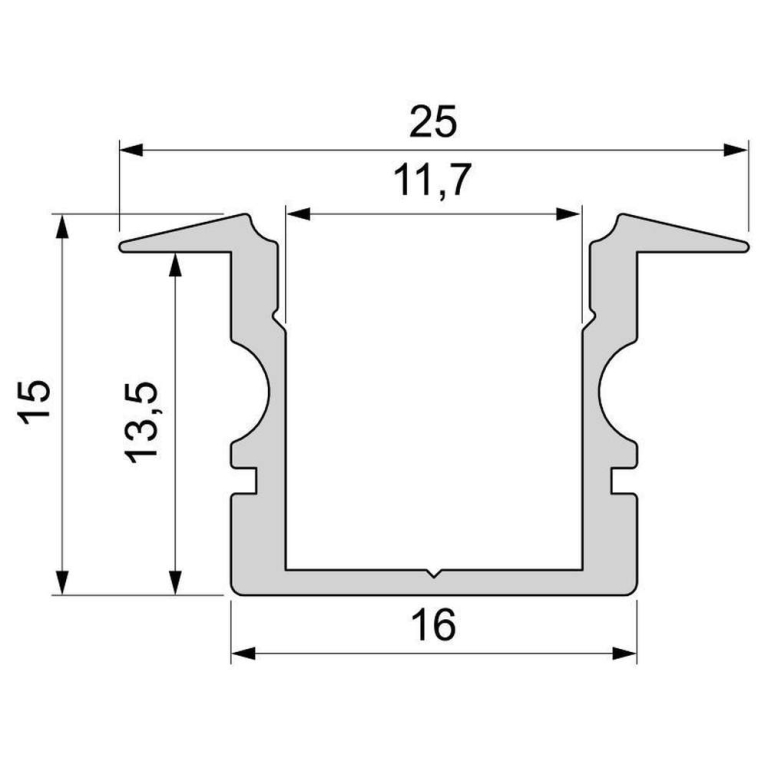 Deko-Light Profil, T-Profil hoch ET-02-10, 10 - 11,3 mm LED Stripes, Aluminium, Silber, Eloxiert, Tiefe: 2000 m