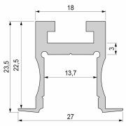 Profil, Nuten-Profil, T-hoch ET-04-12, 12 - 13,3 mm LED Stripes, Aluminium, Silber, Eloxiert, Tiefe: