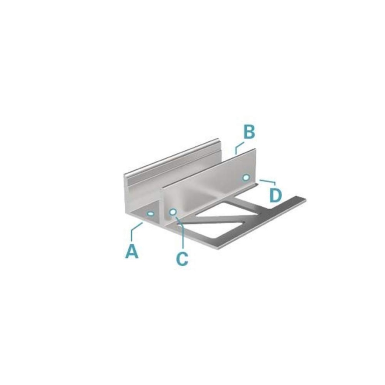 Deko-Light Profil, Fliesen-Profil EL-03-12, 12 - 13,3 mm LED Stripes, Aluminium, Silber, Eloxiert, Tiefe: 2500