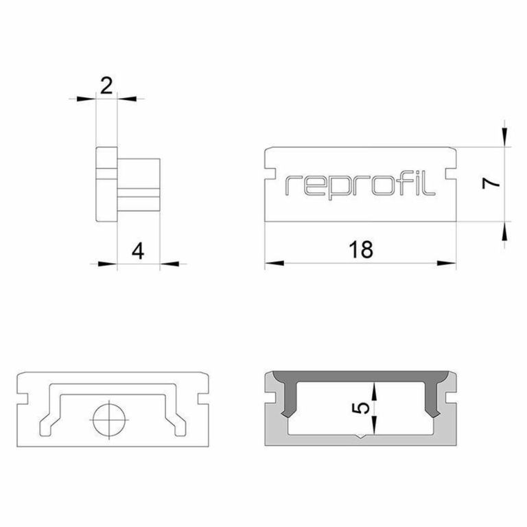 Deko-Light Profil Endkappe, Endkappe P-AU-01-12 Set 2 Stk, Kunststoff, Schwarz, Tiefe: 18 mm, Breite: 6 mm, Höh