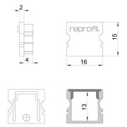 Profil Endkappe, Endkappe P-AU-02-10 Set 2 Stk, Kunststoff, Weiß, Tiefe: 16 mm, Breite: 6 mm, Höhe: